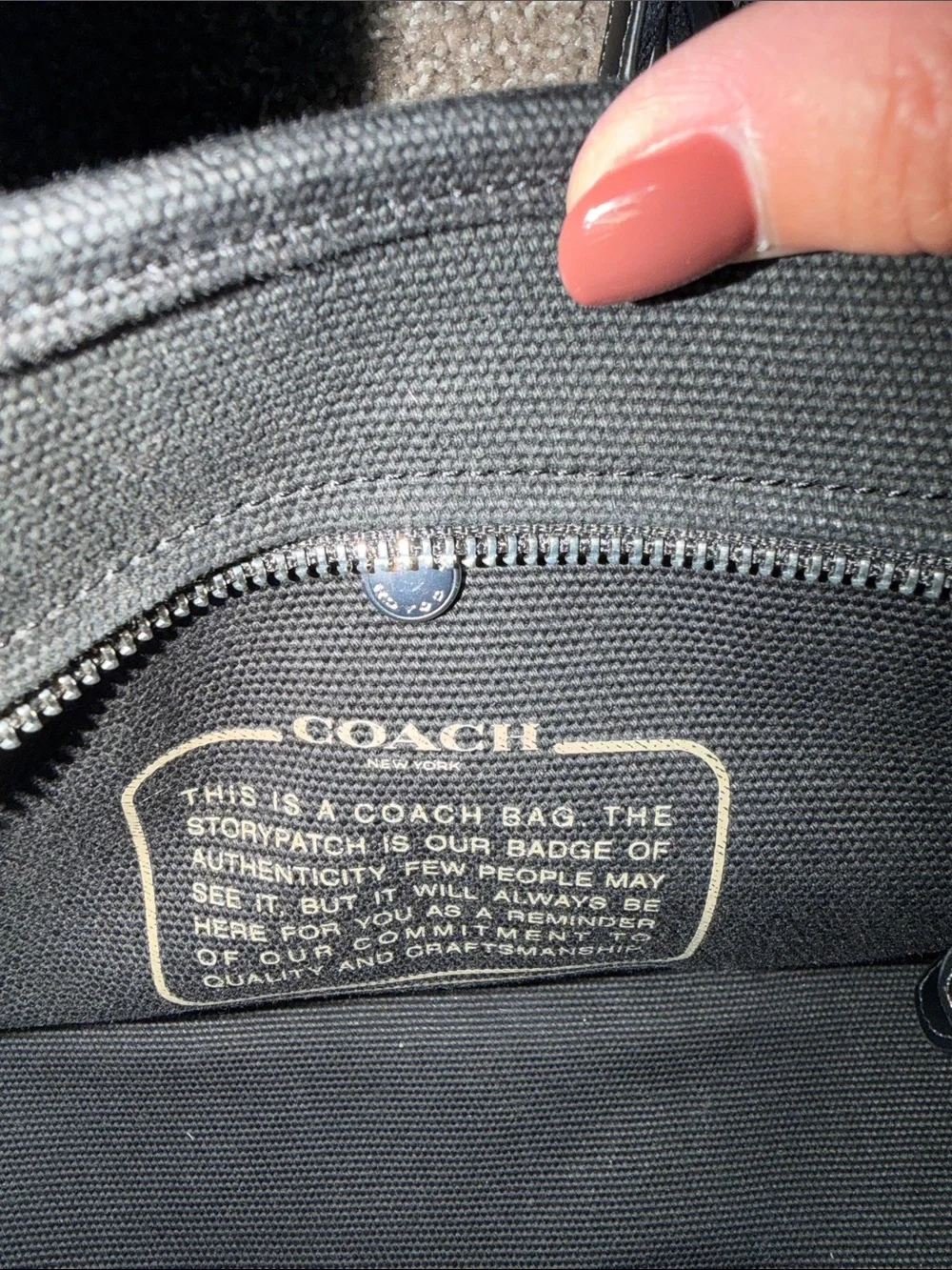 Coach Black Canvas Tote with Cream Logo and Striped Strap - Picture 2 of 6